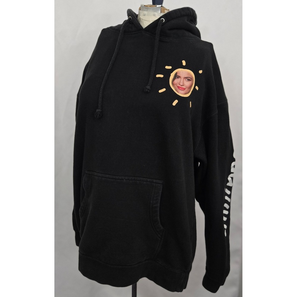 Kylie Jenner RISE AND SHINE Hoodie L Black Sun Face Shiiine‎ Merch Pullover Meme